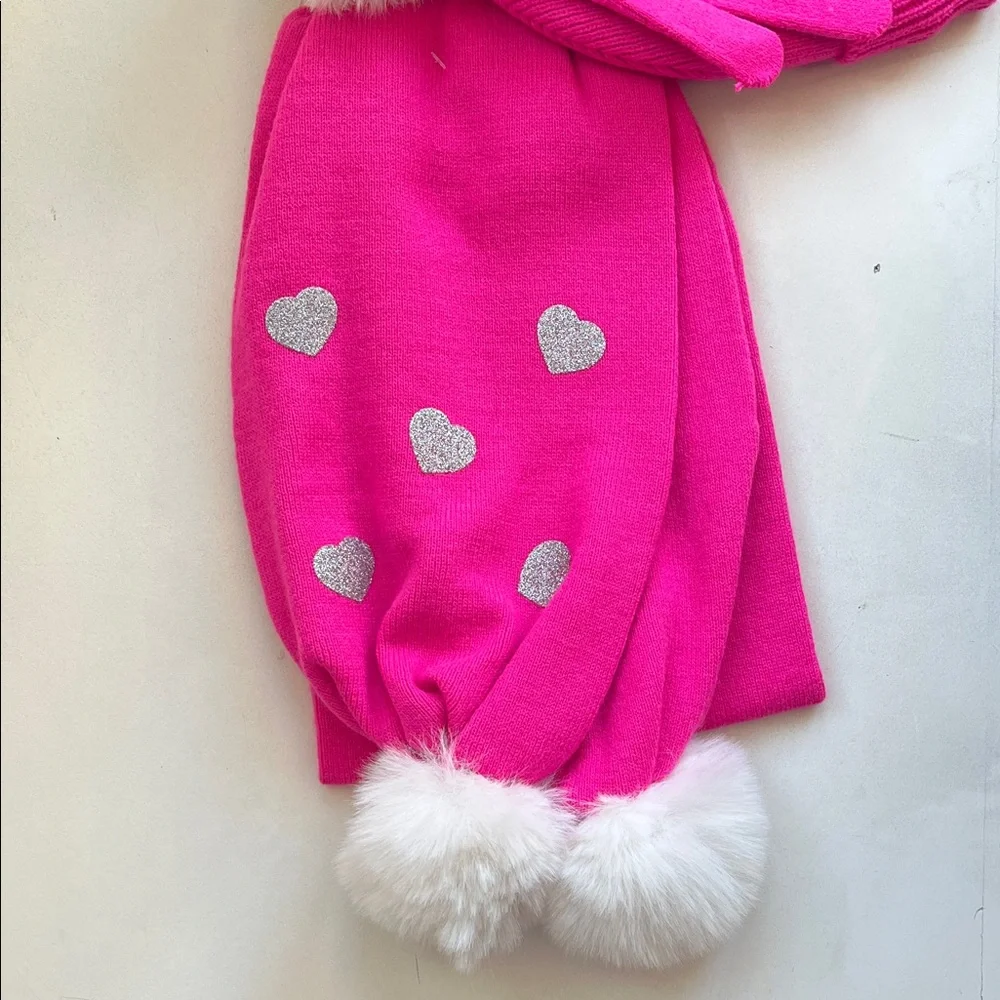Juicy Couture Pink and Silver Kids Hat, scarf, and Glove Set